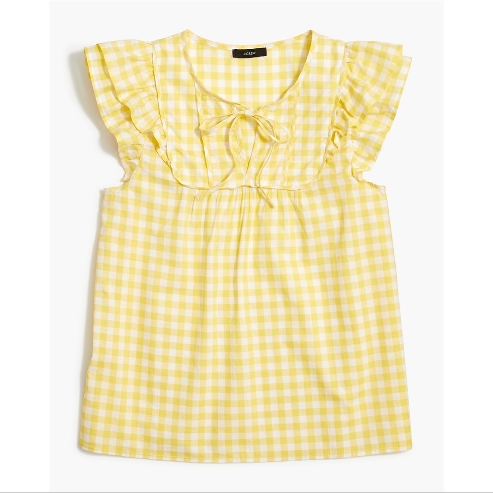 J.CREW Flutter Gingham Blouse In Yellow